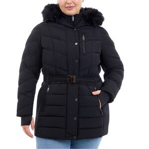 KORS Michael Kors Black Puffer Jacket with Fur Hood